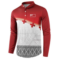 Ikale Tahi Pacific Tonga Rugby Custom Button Sweatshirt Tongan Ngatu with Flag Pattern