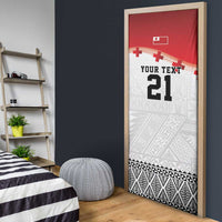 Ikale Tahi Pacific Tonga Rugby Custom Door Cover Tongan Ngatu with Flag Pattern - Polynesian Pride