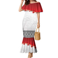 Ikale Tahi Pacific Tonga Rugby Custom Family Matching Mermaid Dress and Hawaiian Shirt Tongan Ngatu with Flag Pattern