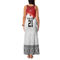 Ikale Tahi Pacific Tonga Rugby Custom Family Matching Tank Maxi Dress and Hawaiian Shirt Tongan Ngatu with Flag Pattern