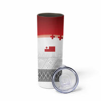 Ikale Tahi Pacific Tonga Rugby Custom Skinny Tumbler Tongan Ngatu with Flag Pattern