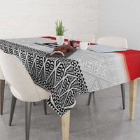 Ikale Tahi Pacific Tonga Rugby Custom Tablecloth Tongan Ngatu with Flag Pattern