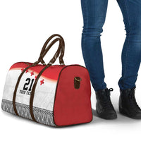 Ikale Tahi Pacific Tonga Rugby Custom Travel Bag Tongan Ngatu with Flag Pattern - Polynesian Pride