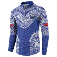 Manu Samoa Pacific Samoa Rugby Custom Button Sweatshirt Polynesian Pattern