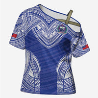 Manu Samoa Pacific Samoa Rugby Custom Cross Shoulder Shirt Polynesian Pattern - Polynesian Pride