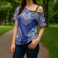 Manu Samoa Pacific Samoa Rugby Custom Cross Shoulder Shirt Polynesian Pattern - Polynesian Pride