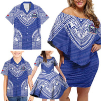 Manu Samoa Pacific Samoa Rugby Custom Family Matching Off Shoulder Short Dress and Hawaiian Shirt Polynesian Pattern