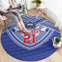 Manu Samoa Pacific Samoa Rugby Custom Round Carpet Polynesian Pattern