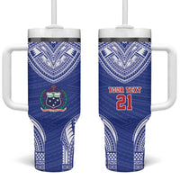 Manu Samoa Pacific Samoa Rugby Custom Tumbler With Handle Polynesian Pattern LT9 One Size: 40 oz Blue - Polynesian Pride