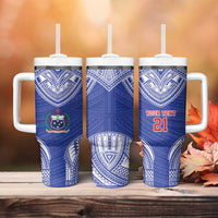 Manu Samoa Pacific Samoa Rugby Custom Tumbler With Handle Polynesian Pattern LT9 - Polynesian Pride