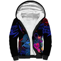 American Samoa Sherpa Hoodie Manu'a Cession Day Polynesian Tribal LT9 Unisex Gradient Blue - Polynesian Pride