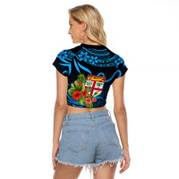 Fiji Islands Raglan Cropped T Shirt With Polynesian Tribal Happy National Day LT9 - Polynesian Pride