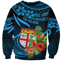 Fiji Islands Sweatshirt With Polynesian Tribal Happy National Day LT9 Unisex Blue - Polynesian Pride