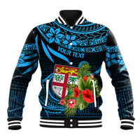 Custom Fiji Islands Baseball Jacket With Polynesian Tribal Happy National Day LT9 Unisex Blue - Polynesian Pride