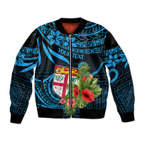 Custom Fiji Islands Bomber Jacket With Polynesian Tribal Happy National Day LT9 Unisex Blue - Polynesian Pride