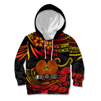 Custom PNG Remembrance Day Kid Hoodie Polynesian Tribal and Poppy LT9 Red - Polynesian Pride