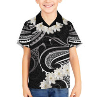 White Sunday Tokelau Gardenia Thunbergia Family Matching Off Shoulder Short Dress and Hawaiian Shirt Fakamalo Atu Kia Te Koutou Uma