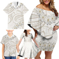 Tokelau Gardenia Thunbergia Family Matching Off Shoulder Short Dress and Hawaiian Shirt Polynesian Art Vibe LT9 - Polynesian Pride