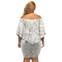 Tokelau Gardenia Thunbergia Family Matching Off Shoulder Short Dress and Hawaiian Shirt Polynesian Art Vibe LT9 - Polynesian Pride