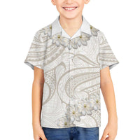 Tokelau Gardenia Thunbergia Family Matching Off Shoulder Short Dress and Hawaiian Shirt Polynesian Art Vibe LT9 Son's Shirt White - Polynesian Pride