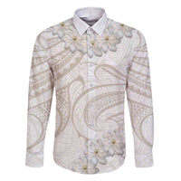 Tokelau Gardenia Thunbergia Family Matching Short Sleeve Bodycon Dress and Hawaiian Shirt Polynesian Art Vibe LT9 Dad's Shirt - Long Sleeve White - Polynesian Pride