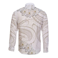 Tokelau Gardenia Thunbergia Long Sleeve Button Shirt Black Polynesian Art Vibe