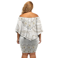 Tokelau Gardenia Thunbergia Off Shoulder Short Dress Polynesian Art Vibe LT9 - Polynesian Pride