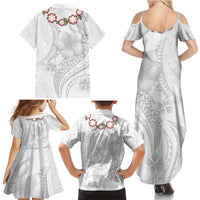 Manuia le Aso Sa o Tamaiti Tonga Family Matching Summer Maxi Dress and Hawaiian Shirt White Sunday Heilala Lei