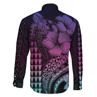 Hawaiian Sea Turtle Family Matching Tank Maxi Dress and Hawaiian Shirt Pink Hibiscus Flowers and Kakau Pattern