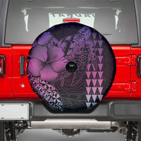 Hawaiian Sea Turtle Spare Tire Cover Pink Hibiscus Flowers and Kakau Pattern
