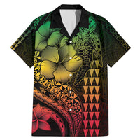 Hawaiian Sea Turtle Family Matching Mermaid Dress and Hawaiian Shirt Reggae Hibiscus Flowers and Kakau Pattern