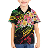 Kiribati Red Jasmine Mango Family Matching Off Shoulder Maxi Dress and Hawaiian Shirt Reggae Polynesian Art Vibe LT9 Son's Shirt Reggae - Polynesian Pride