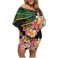 Kiribati Red Jasmine Mango Family Matching Off Shoulder Short Dress and Hawaiian Shirt Reggae Polynesian Art Vibe LT9 Mom's Dress Reggae - Polynesian Pride