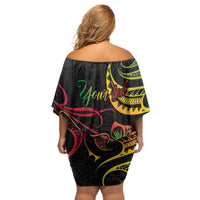Personalised Tokelau Tropical Flowers Family Matching Off Shoulder Short Dress and Hawaiian Shirt Reggae Polynesian Art Vibe LT9 - Polynesian Pride