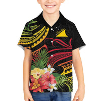 Personalised Tokelau Tropical Flowers Family Matching Off Shoulder Short Dress and Hawaiian Shirt Reggae Polynesian Art Vibe LT9 Son's Shirt Reggae - Polynesian Pride