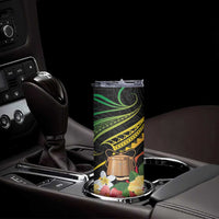 Personalised Tokelau Tropical Flowers Skinny Tumbler Reggae Polynesian Art Vibe