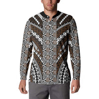 Brown Tongan Polynesian Tribal Button Sweatshirt - Polynesian Pride