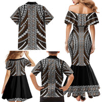 Brown Tongan Polynesian Tribal Family Matching Mermaid Dress and Hawaiian Shirt - Polynesian Pride