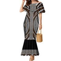Brown Tongan Polynesian Tribal Family Matching Mermaid Dress and Hawaiian Shirt - Polynesian Pride