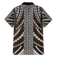 Brown Tongan Polynesian Tribal Family Matching Off Shoulder Maxi Dress and Hawaiian Shirt - Polynesian Pride
