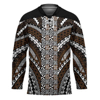 Brown Tongan Polynesian Tribal Hockey Jersey LT9 Unisex Brown - Polynesian Pride
