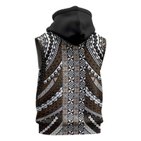 Brown Tongan Polynesian Tribal Sleeveless Zip Hoodie - Polynesian Pride