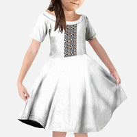 Light Gray Tongan Polynesian Tribal Family Matching Long Sleeve Bodycon Dress and Hawaiian Shirt - Polynesian Pride