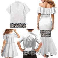 Light Gray Tongan Polynesian Tribal Family Matching Mermaid Dress and Hawaiian Shirt - Polynesian Pride