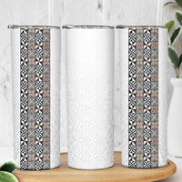 Light Gray Tongan Polynesian Tribal Skinny Tumbler - Polynesian Pride