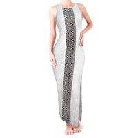 Light Gray Tongan Polynesian Tribal Tank Maxi Dress - Polynesian Pride