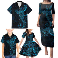 Black Blue Polynesian Tribal Family Matching Puletasi and Hawaiian Shirt LT9 - Polynesian Pride