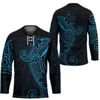 Black Blue Polynesian Tribal Hockey Jersey - Polynesian Pride