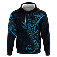 Black Blue Polynesian Tribal Hoodie - Polynesian Pride
