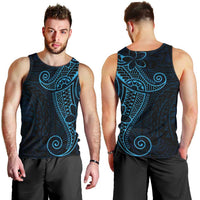 Black Blue Polynesian Tribal Men Tank Top - Polynesian Pride